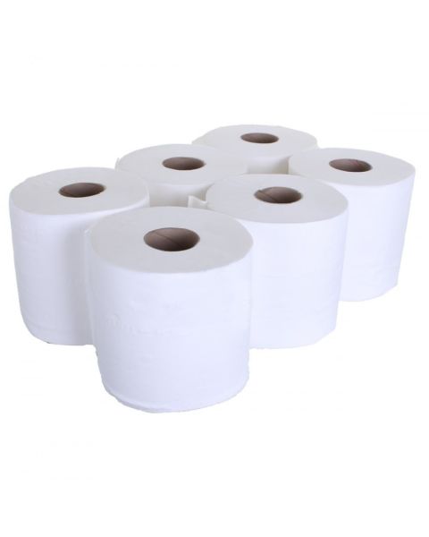 White 2 Ply Centrefeed rolls 400 Sheet - 6 Pack